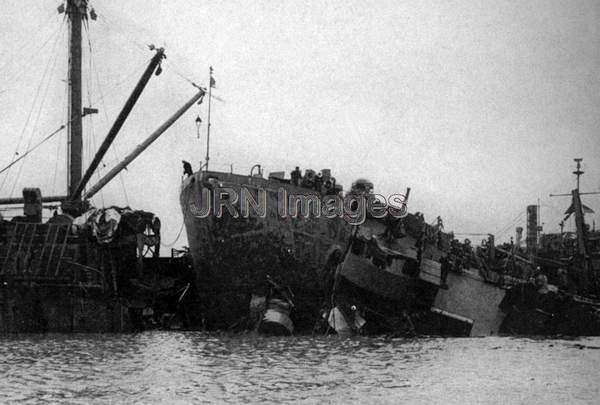 Ships Damaged by Typhoon at Okinawa, October, 1945