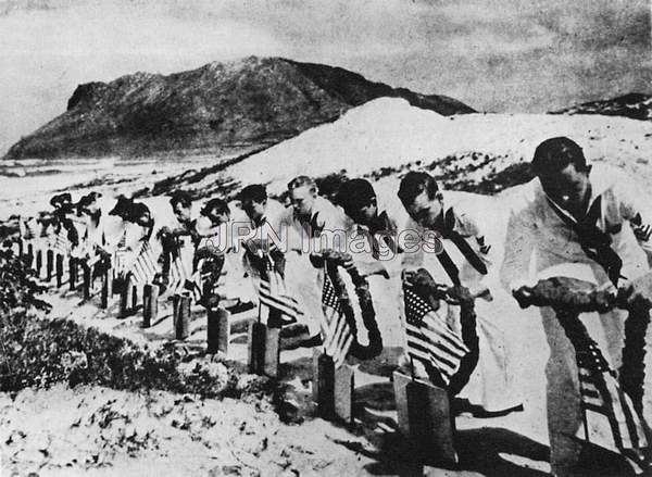 American Sailors Lay Wreaths, Pearl Harbor, December, 1941