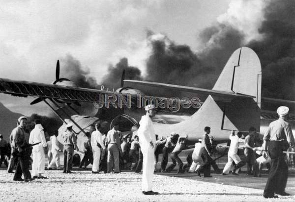 Navy Personnel Move a PBY, December, 1941