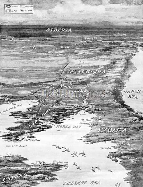 Aerial map of Korea and Manchuria