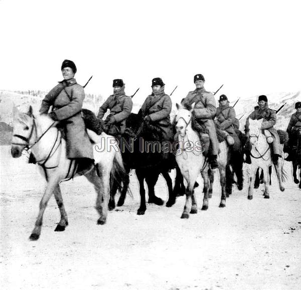 Russian Cossacks on horseback