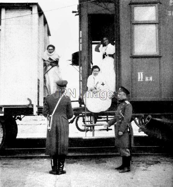 Nurses aboard an Imperial Russian Army hospital train