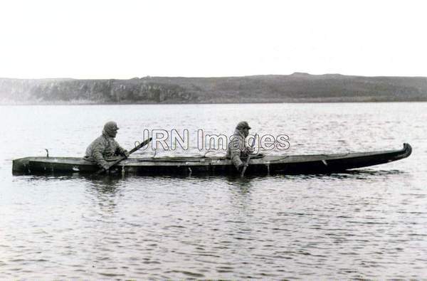 Aleut Native Americans kayaking