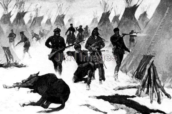 Soldiers attacking a Sioux village