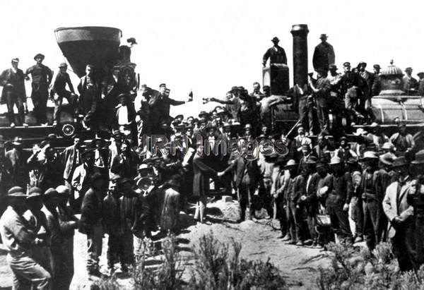 Workers on Union Pacific and Central Pacific railroad