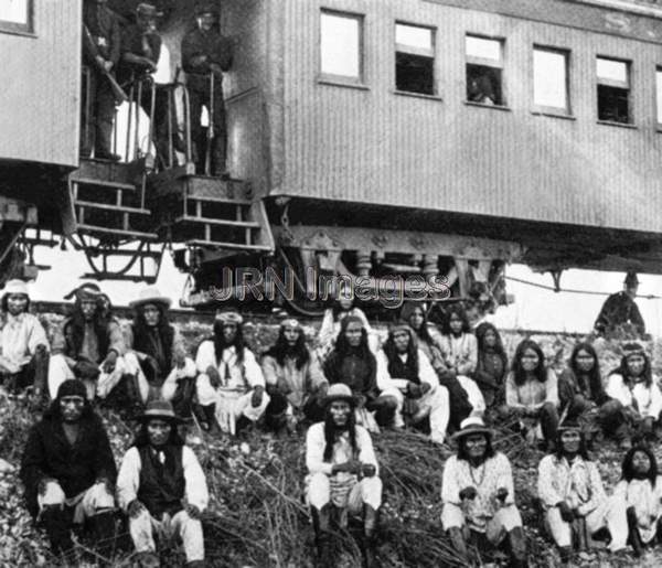 Apache leader Geronimo with his fellow tribesmen