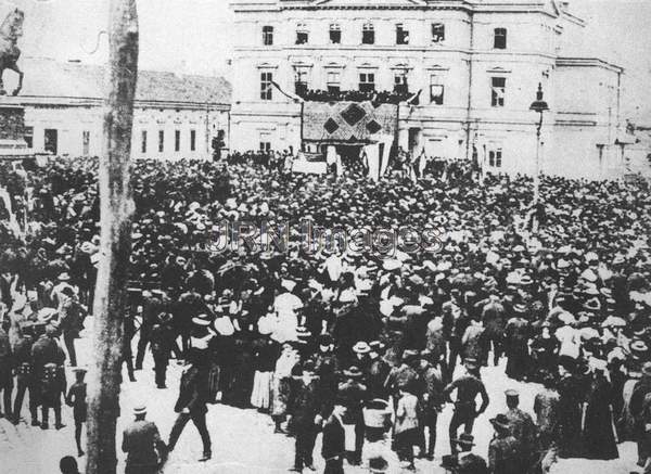 Crowds in Belgrade, Serbia