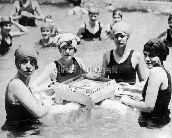 Women playing Mah Jongg