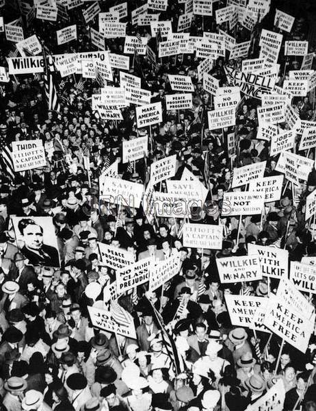 Sign-carrying crowd