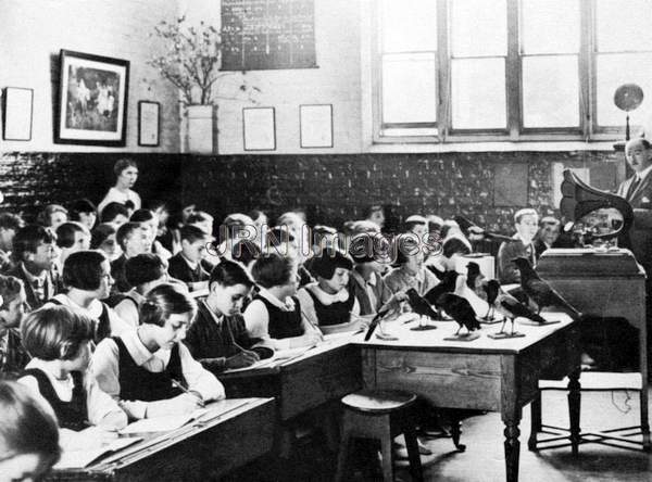 Children listening to a BBC radio