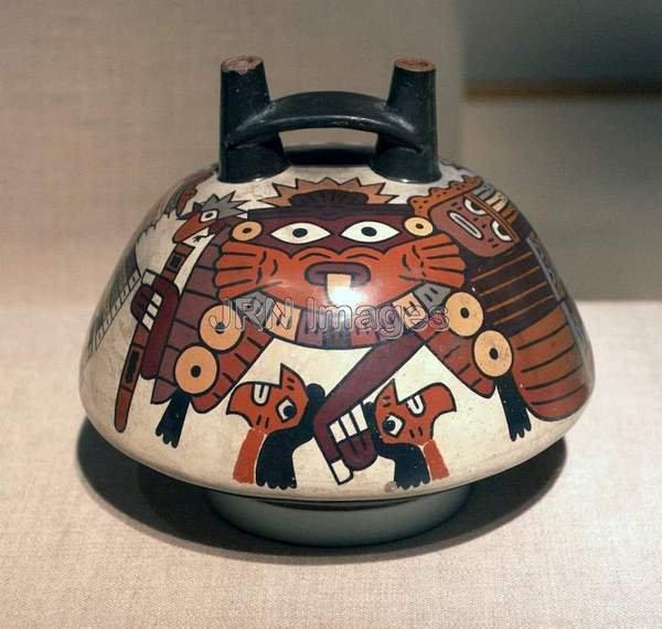 Double-Spouted Bottle Representing a Masked...