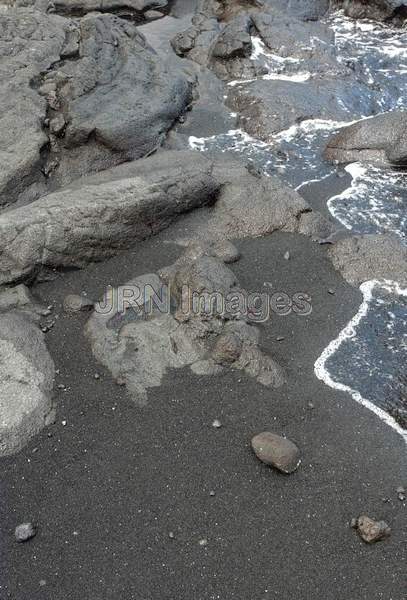 Black sand at Punalu'u Beach (Black Sand Beach)