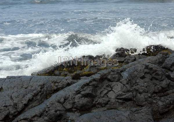 Crashing Waves at Punalu'u Beach (Black Sand Beach...