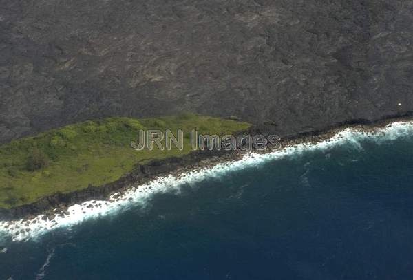 Southeast coast of Big Island, with lava flow from...