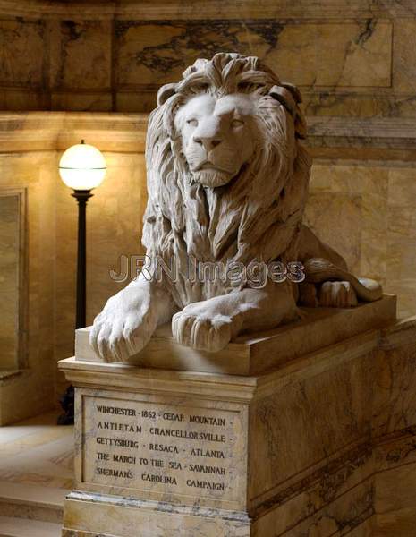 Lion statue at Boston Public Library