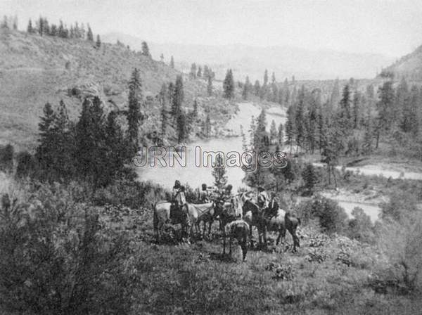 Spokan warriors on horseback