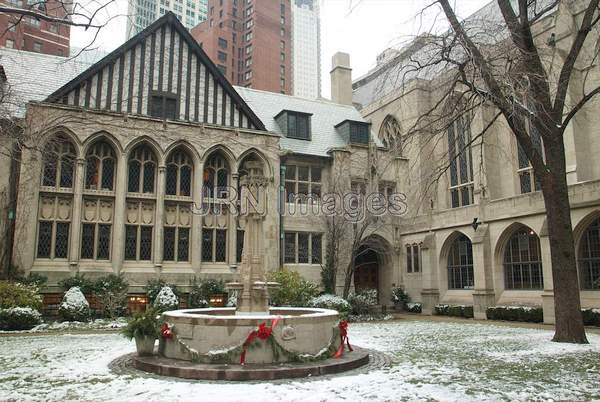 Fourth Presbyterian Church with Christmas Decoration