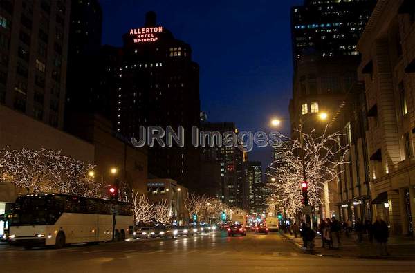 Michigan Avenue with Christmas Lights