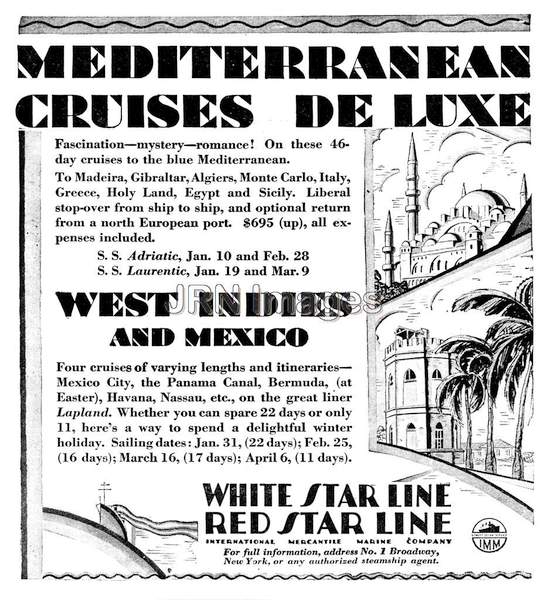 White Star Line and Red Star Line Mediterranean Cruises Deluxe