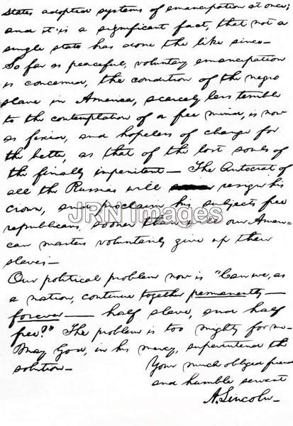 Letter Lincoln wrote on August 15, 1855