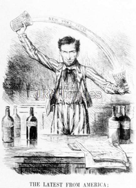 Political cartoon Lincoln as a bartender