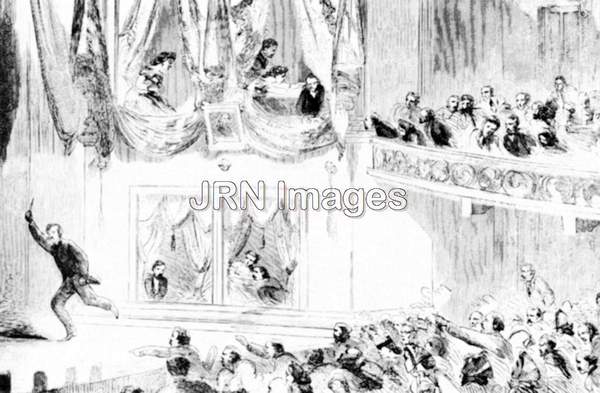 John Wilkes Booth leaping to stage of Ford's Theatre