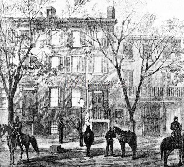 Drawing of the Boarding House Where Abraham Lincoln Taken After Being Shot