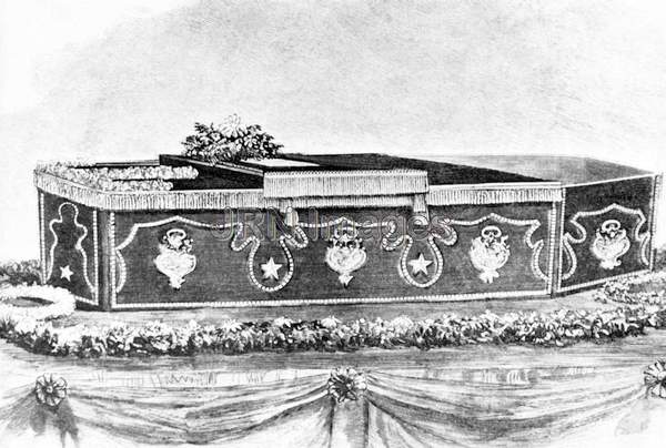 Drawing of the Ornate Coffin of Abraham Lincoln