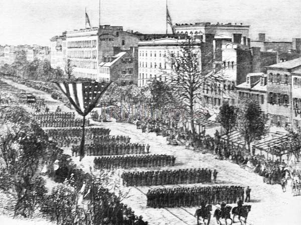 Drawing of the Funeral Procession for Abraham Lincoln