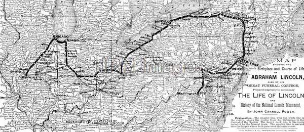 Map of the Places in the Life and Funeral Cortege of Abraham Lincoln